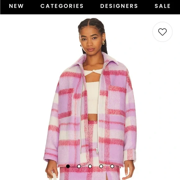 NWT Ena Pelly Lined Ophelia Wool Shacket in Spiced Coral Check, oversized size 8 - Picture 11 of 15